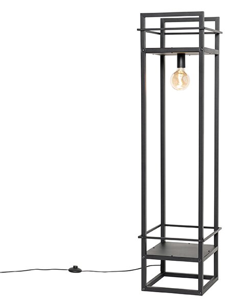 Lampă de podea industrială neagră - Cage Rack
