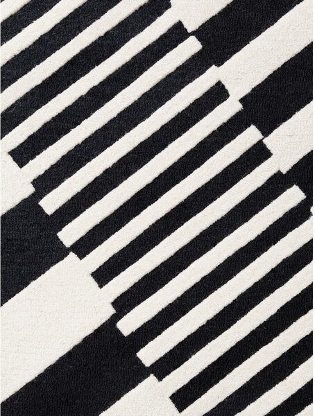 Covor alb-negru țesut manual din lână 120x180 cm Stryve Flux – Elle Decoration