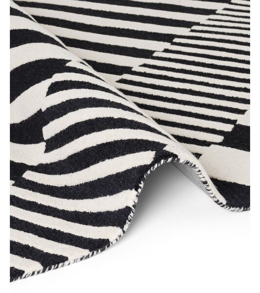 Covor alb-negru țesut manual din lână 120x180 cm Stryve Flux – Elle Decoration