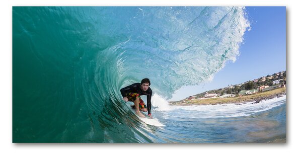 Fotografie imprimată pe sticlă Surfer pe val