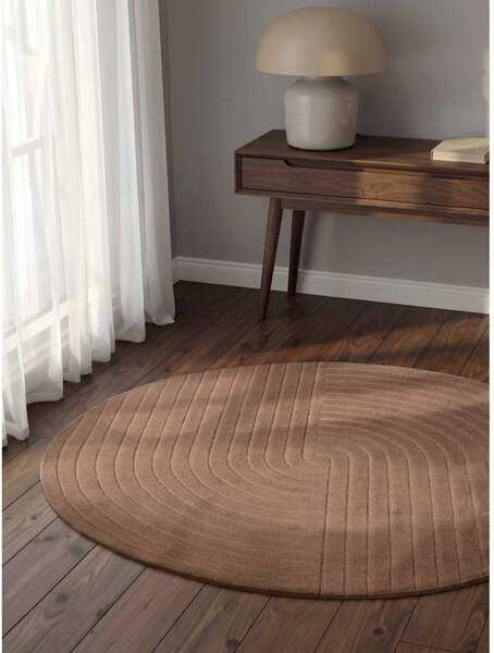 Covor bej țesut manual rotund din lână ø 120 cm Arcura – Vikosa