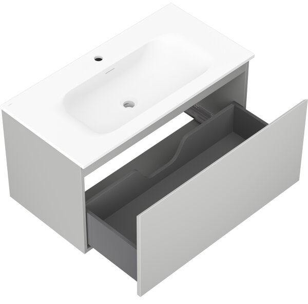 Mexen Orio, mobilier baie 90 cm cu lavoar Vela, 1 sertar, gri mat/alb mat, 91A10-09047-1-BF62-W23M01