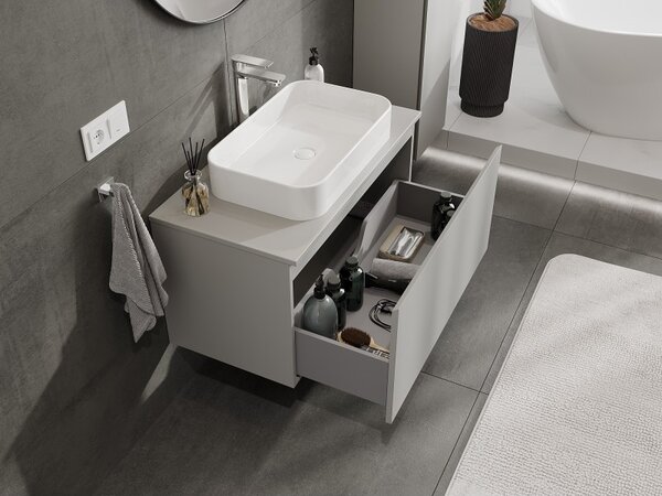 Mexen Orio, mobilier baie 90 cm cu blat, 1 sertar, gri mat, 91A10-09047-1-BFC62