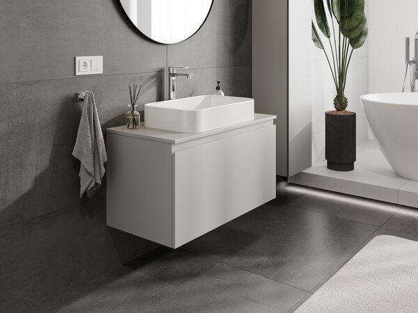 Mexen Orio, mobilier baie 90 cm cu blat, 1 sertar, gri mat, 91A10-09047-1-BFC62