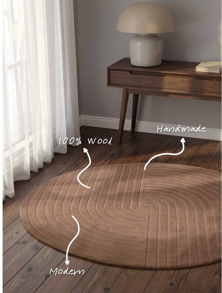 Covor bej țesut manual rotund din lână ø 120 cm Arcura – Vikosa