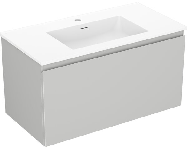 Mexen Orio, mobilier baie 90 cm cu lavoar Otis, 1 sertar, gri mat/alb mat, 91A10-09047-1-BF62-W18M01