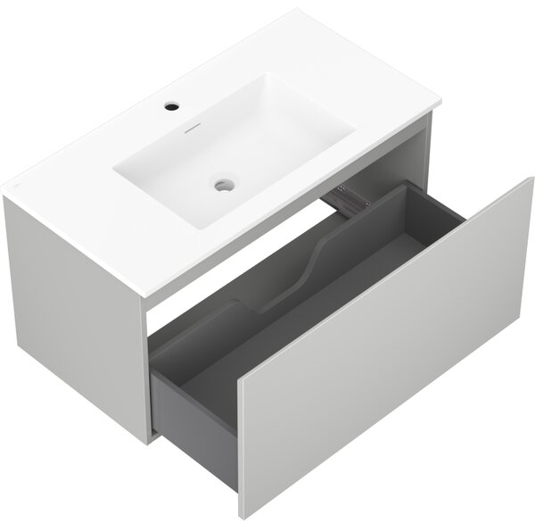 Mexen Orio, mobilier baie 90 cm cu lavoar Otis, 1 sertar, gri mat/alb mat, 91A10-09047-1-BF62-W18M01