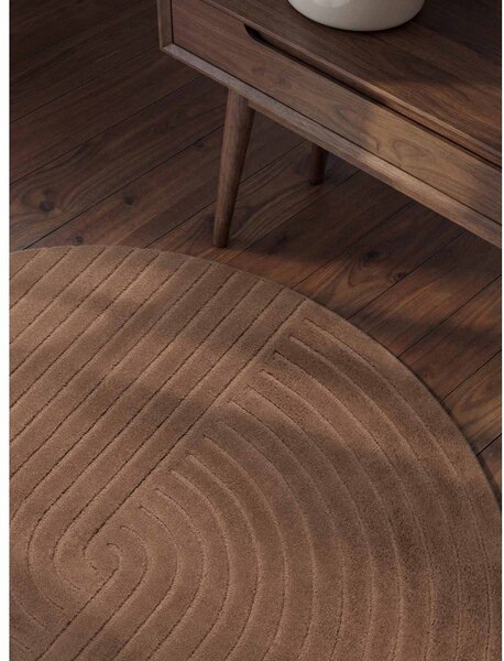 Covor bej țesut manual rotund din lână ø 120 cm Arcura – Vikosa