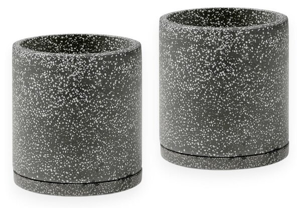 Set 2 ghivece gri închis Bonami Selection Terrazzo, ø 26 cm