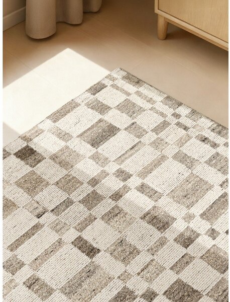 Covor crem țesut manual din lână 80x150 cm Boho 1.0 Structa – Vikosa