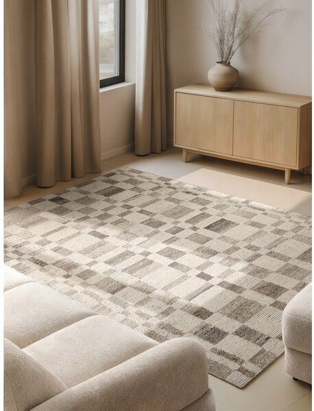 Covor crem țesut manual din lână 80x150 cm Boho 1.0 Structa – Vikosa