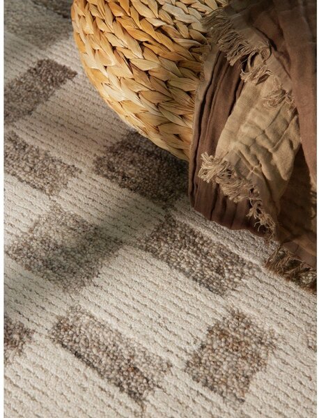 Covor crem țesut manual din lână 80x150 cm Boho 1.0 Structa – Vikosa
