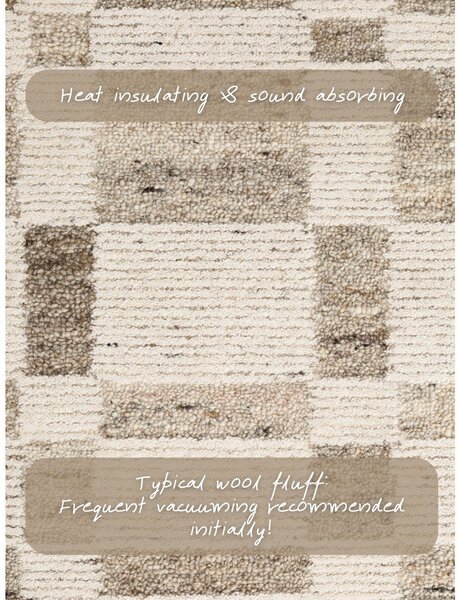 Covor crem țesut manual din lână 80x150 cm Boho 1.0 Structa – Vikosa