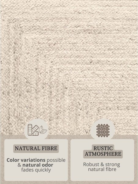 Covor crem reversibil/țesut manual din iută 80x150 cm Juno – Hanse Home