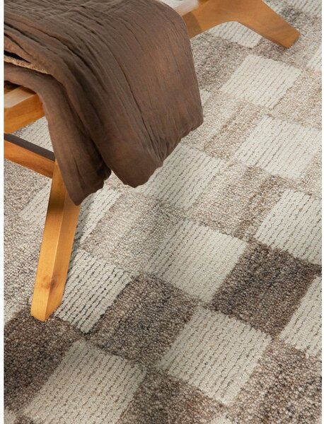Covor crem țesut manual din lână 120x180 cm Boho 1.0 Quadra – Vikosa