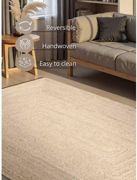 Covor crem reversibil/țesut manual din iută 80x150 cm Juno – Hanse Home
