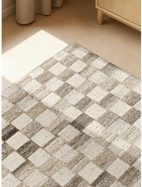 Covor crem țesut manual din lână 120x180 cm Boho 1.0 Quadra – Vikosa