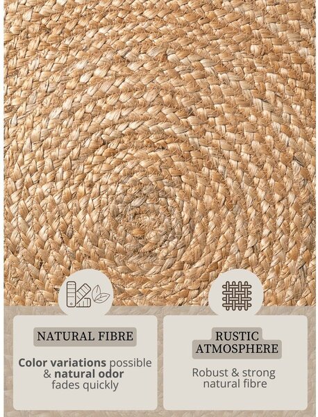 Covor în culoare naturală reversibil/țesut manual rotund din iută ø 150 cm Nuru – Hanse Home