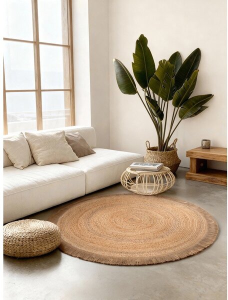 Covor în culoare naturală reversibil/țesut manual rotund din iută ø 150 cm Nuru – Hanse Home