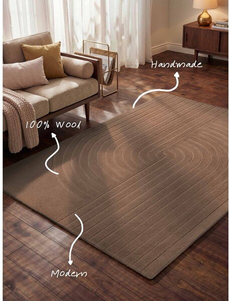 Covor bej țesut manual din lână 80x150 cm Arcura – Vikosa