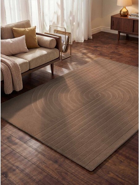 Covor bej țesut manual din lână 80x150 cm Arcura – Vikosa