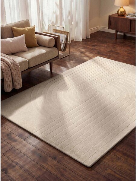 Covor crem țesut manual din lână 160x230 cm Arcura – Vikosa