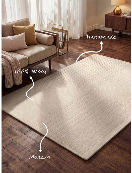 Covor crem țesut manual din lână 160x230 cm Arcura – Vikosa