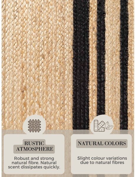 Covor tip traversă negru/în culoare naturală reversibil/țesut manual din iută 80x250 cm Looma – Hanse Home