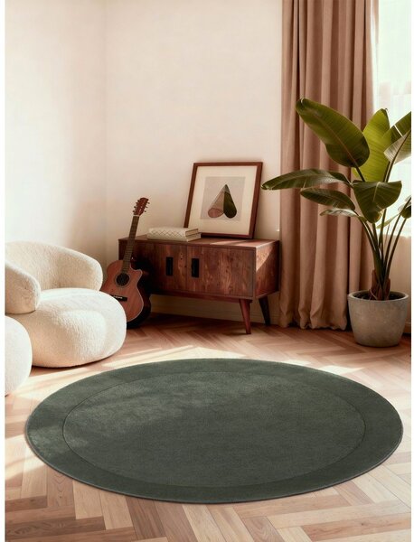 Covor verde închis țesut manual rotund din amestesc de lână ø 150 cm Kivi – Villeroy&Boch