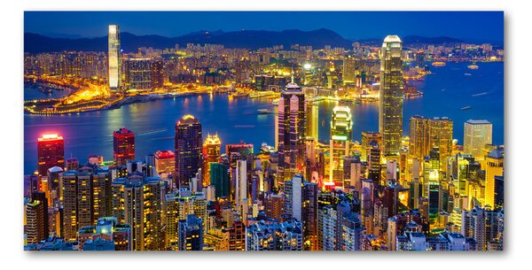 Tablou pe pe sticlă Hong Kong pe timp de noapte
