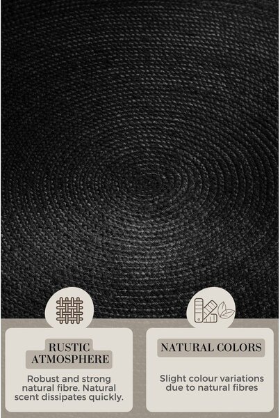 Covor negru reversibil/țesut manual rotund din iută ø 200 cm Braided – Hanse Home