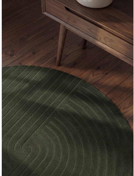 Covor verde închis țesut manual rotund din lână ø 120 cm Arcura – Vikosa