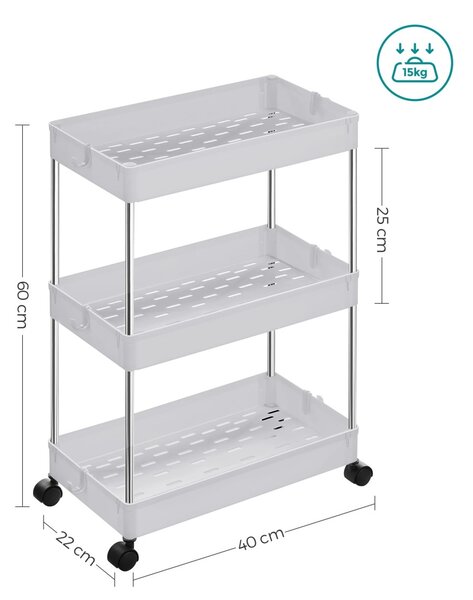 Raft multifunctional pe roti MOBIX cu 3 cosuri, alb