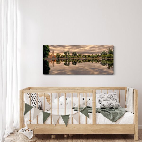 Tablou cu lac și copaci (120x50 cm)