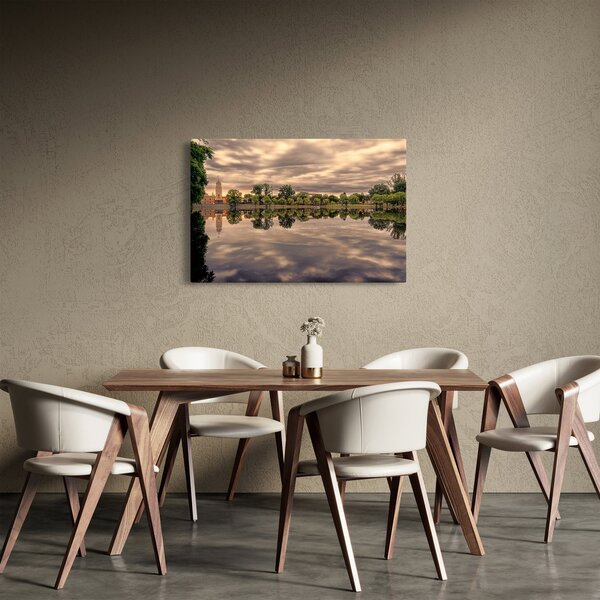 Tablou cu lac și copaci (90x60 cm)