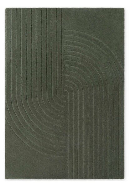 Covor verde închis țesut manual din lână 160x230 cm Arcura – Vikosa