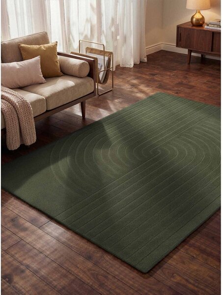 Covor verde închis țesut manual din lână 160x230 cm Arcura – Vikosa
