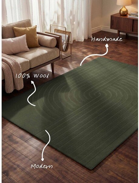 Covor verde închis țesut manual din lână 160x230 cm Arcura – Vikosa