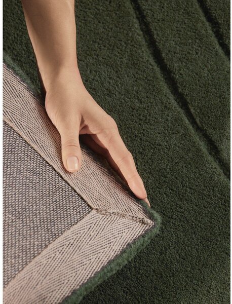 Covor verde închis țesut manual din lână 160x230 cm Arcura – Vikosa