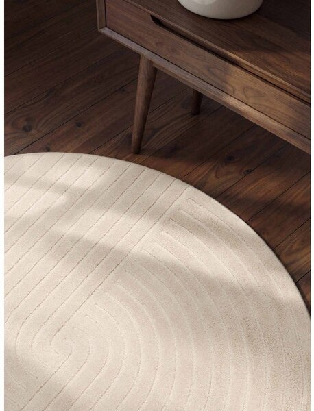 Covor crem țesut manual rotund din lână ø 120 cm Arcura – Vikosa