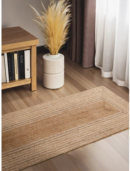 Covor tip traversă în culoare naturală/în culoare naturală deschisă reversibil/țesut manual din iută 80x200 cm Juno – Hanse Home