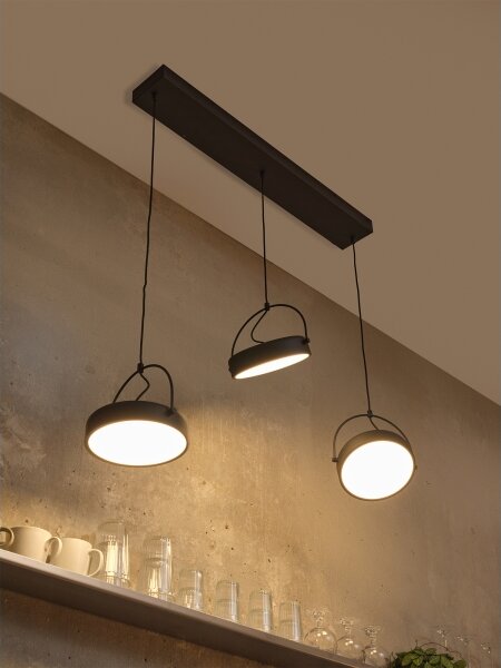 Osram - Lustră LED suspendată pe cablu DECOR PUCK, 3 x LED, 12 W, 230 V, CRI 90, negru
