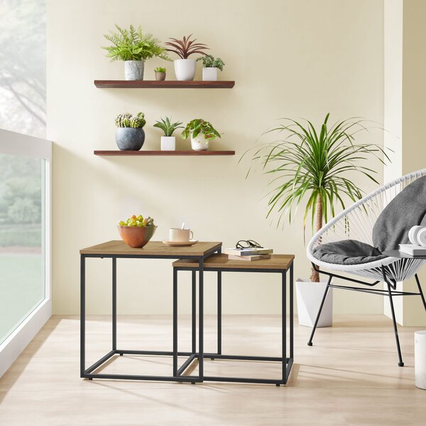 Set 2 masute de cafea QUADRO, decor stejar