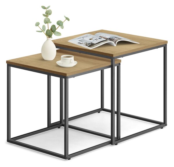Set 2 masute de cafea QUADRO, decor stejar