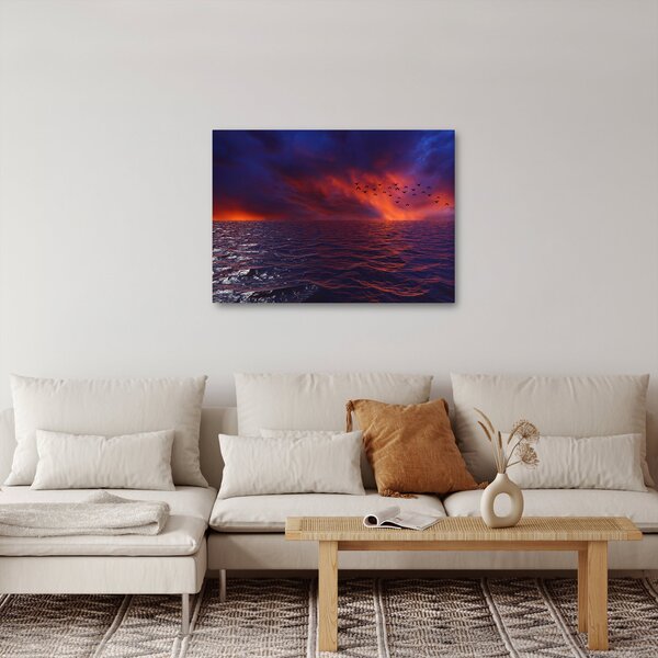 Tablou cu mare și păsări (70x50 cm)
