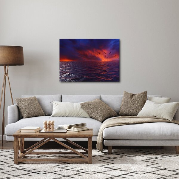 Tablou cu mare și păsări (70x50 cm)