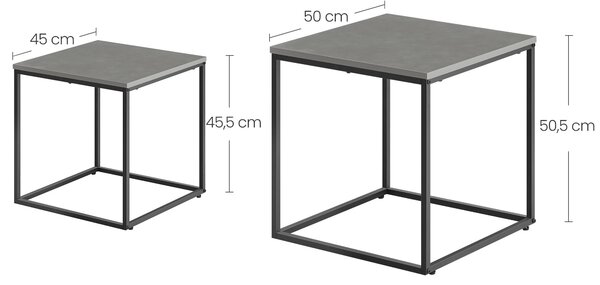 Set 2 masute de cafea QUADRO, gri