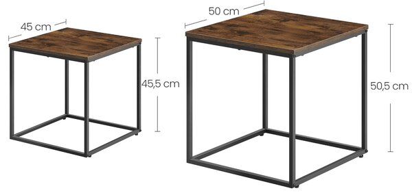 Set 2 masute de cafea QUADRO, decor rustic maro
