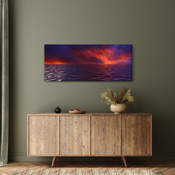 Tablou cu mare și păsări (120x50 cm)