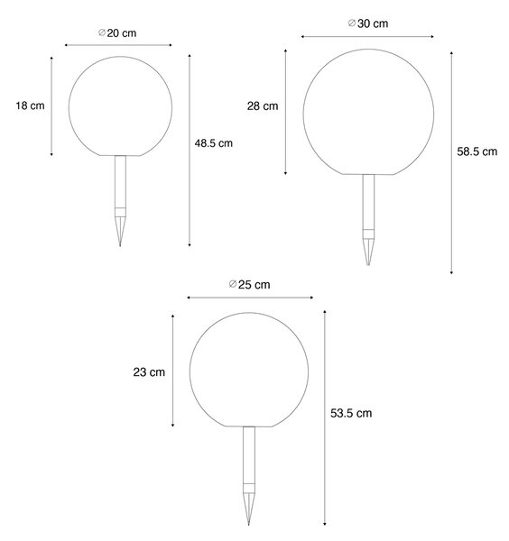 Set de 3 lampi de podea exterioare albe cu LED solar IP44 - Ludger